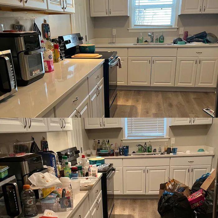 Before and after kitchen cleaning by Polished Living Cleaning